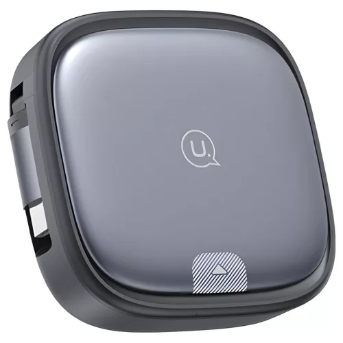 USAMS 3in1 behúzható kábel dobozzal – MicroUSB/USB-C/Lightning, 60W, acél/tarnish SJ650USB01