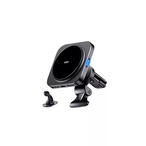 ESR HALOLOCK Qi2 autós tartó (műszerfalra, szellőzőre, öntapadó, 360°, 15W, wireless, MagSafe, gyorstöltő) FEKETE (GP-156646)