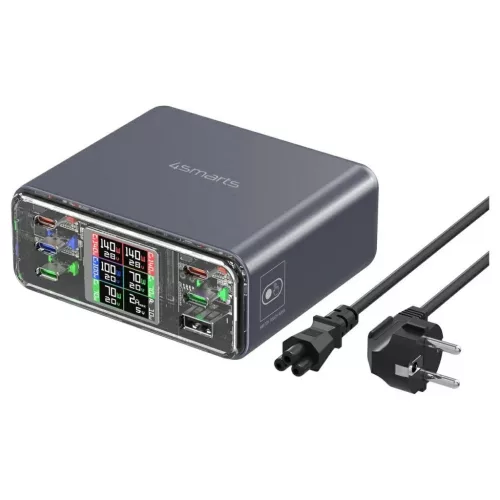 Töltőállomás 4smarts asztali töltő Lucid GaN DIY 360W 5xUSB-C 1xUSB-A szürke