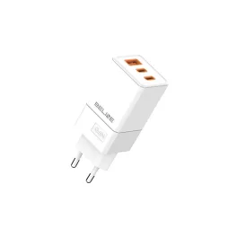   Beline töltő 2x USB-C + 1x USB, 65W (csak fej), PD 3.0 + QC 3.0 BLN3CW65 GaN, fehér