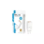 Beline töltő 2x USB-C + 1x USB, 65W (csak fej), PD 3.0 + QC 3.0 BLN3CW65 GaN, fehér