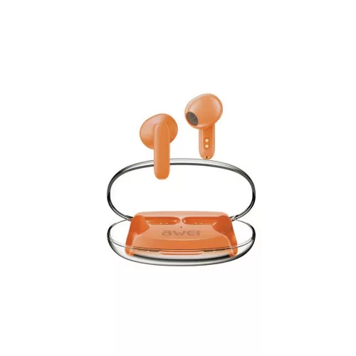 Awei T85 bluetooth fülhallgató SZTEREO (v5.3, TWS, mikrofon, zajszűrő + töltőtok) NARANCSSÁRGA (T85_O)