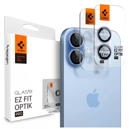SPIGEN Optik Pro Glas.TR "EZ FIT" kameravédő 2 darab iPhone 16 / 16 PLUS / 17 készülékhez kék