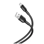 XO NB212 USB–microUSB kábel, 1,0 m, 2,1 A, fekete