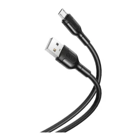 XO NB212 USB–microUSB kábel, 1,0 m, 2,1 A, fekete