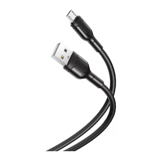 XO NB212 USB–microUSB kábel, 1,0 m, 2,1 A, fekete