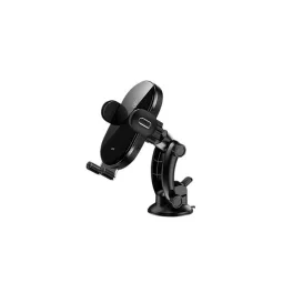   Usams autós tartó (műszerfalra, tapadókorongos, automata, 15W, wireless, 4.7-6.5" méret) FEKETE (CD131ZJ01)