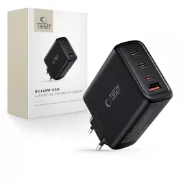   TECH-PROTECT NC120W-GAN 4-portos hálózati töltő PD 120W / QC3.0 fekete