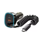 BWOO CC96C 30W PD autós töltő 1x USB-C csatlakozó, 1x USB csatlakozó, USB-C kábellel, szürke