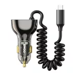 BWOO CC96C 30W PD autós töltő 1x USB-C csatlakozó, 1x USB csatlakozó, USB-C kábellel, szürke