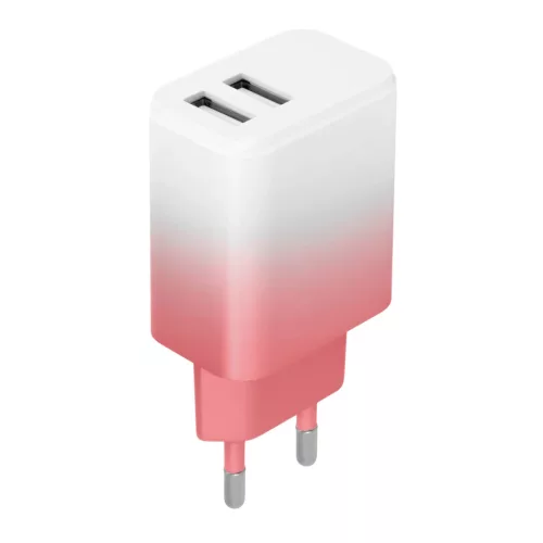 Setty 2x USB 18W LSIG-AA-20 töltő fehér-rózsaszín átmenetes