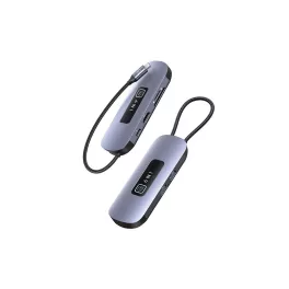   USAMS adapter elosztó 6 az 1-ben 2xUSB 3.0/TF/SD/USB-C/HDMI PD100W SJ642HUB01 (US-SJ642) szürke patinás