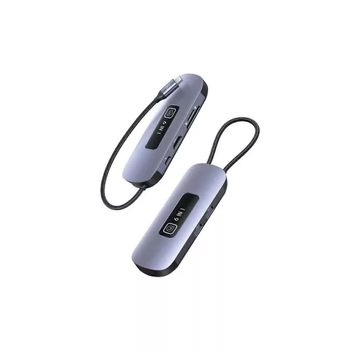 USAMS adapter elosztó 6 az 1-ben 2xUSB 3.0/TF/SD/USB-C/HDMI PD100W SJ642HUB01 (US-SJ642) szürke patinás