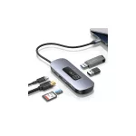 USAMS adapter elosztó 6 az 1-ben 2xUSB 3.0/TF/SD/USB-C/HDMI PD100W SJ642HUB01 (US-SJ642) szürke patinás