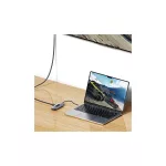 USAMS adapter elosztó 6 az 1-ben 2xUSB 3.0/TF/SD/USB-C/HDMI PD100W SJ642HUB01 (US-SJ642) szürke patinás