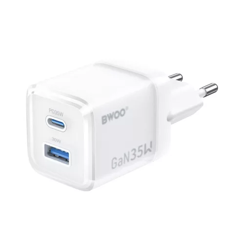 BWOO GaN fali töltő CDA222 PD 35W 1 x USB, 1 x USB-C, fehér
