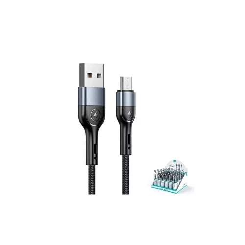 USAMS Fonott kábel U55 2A micro USB 1 db U55 készülékhez 1m SJ450ZJ01 (US-SJ450) SJ450USB fekete