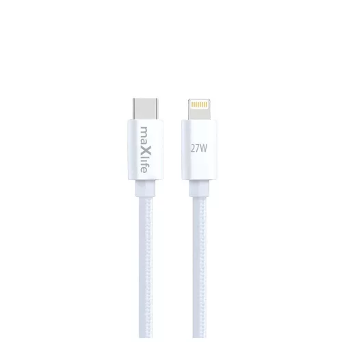 Maxlife MXUC-12 USB-C–Lightning kábel, 2,0 m, 27 W, fehér