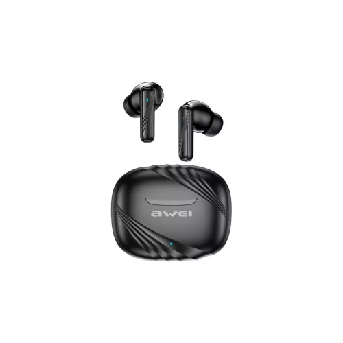 Awei bluetooth fülhallgató SZTEREO (v5.4, TWS, aktív zajszűrő, mikrofon + töltőtok) FEKETE (TA6)