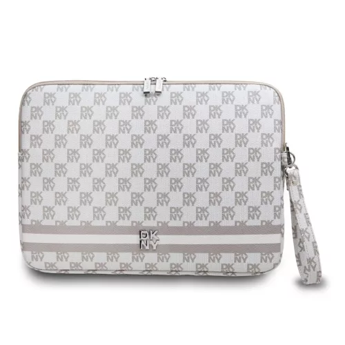 DKNY PU bőr Checkered Pattern and Stripe laptop tok 13/14" bézs