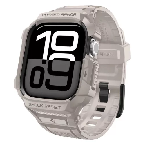 SPIGEN RUGGED ARMOR “PRO” V2 Apple Watch 10/11 (42 mm) készülékhez tok dűne bézs