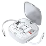 USAMS 3in1 bővíthető kábel BoxMicroUSB/USB-C/Lightning csatlakozókkal, 60W, SJ650USB02, ezüst