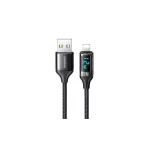 USAMS fonott kábel U78 Lightning 1.2m LED 2.4A gyors töltés fekete SJ543USB01 (US-SJ543)