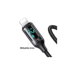 USAMS fonott kábel U78 Lightning 1.2m LED 2.4A gyors töltés fekete SJ543USB01 (US-SJ543)