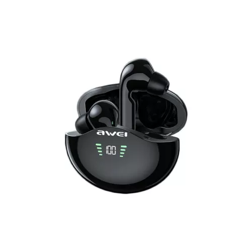 AWEI Bluetooth 5.3 T12P TWS fejhallgató + dokkoló állomás fekete