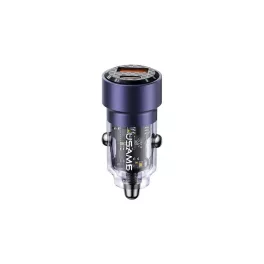   Usams C39 autós töltő USB+Type-C aljzat (60W, PD gyorstöltő 3.0) LILA (CC208CC02)