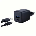 3MK Hyper GaN Charger fal töltő 20W 1xUSB-A 1xUSB-C PD QC4+ fekete