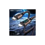 USAMS Fonott kábel U78 USB-C to Lightning LED 1.2m 20W PD Gyors Töltés fehér SJ545USB02 (US-SJ)