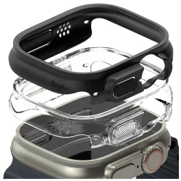   RINGKE SLIM 2-PACK Apple Watch Ultra 1/2/3 (49 MM) készülékhez tok – átlátszó & matt fekete