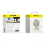 Mini asztali ventilátor AWEI F45 klipszes 1200mAh fehér