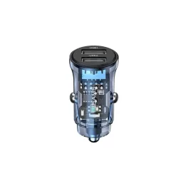   Usams C31 autós töltő 2 USB aljzat (15W, PD gyorstöltő) SÖTÉTKÉK (CC162CC02)