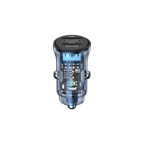 Usams C31 autós töltő 2 USB aljzat (15W, PD gyorstöltő) SÖTÉTKÉK (CC162CC02)
