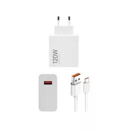   Xiaomi MDY-14-EE USB-A 120W utazó töltő + USB-C 6A adatkábel fehér