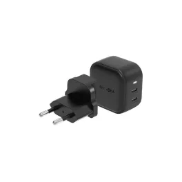   ENERGEA fali töltő 2xUSB-C PD-PPS 45W 2C US+EU Travelite GAN45 fekete