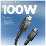 SPIGEN EB10020CC ESSENTIAL TYPE-C KÁBEL 100W 200CM fekete