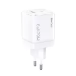 BWOO GaN fali töltő CDA224 QC 70W, 1 x USB, 1 x USB-C, fehér