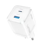BWOO GaN fali töltő CDA224 QC 70W, 1 x USB, 1 x USB-C, fehér