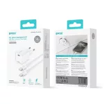 BWOO GaN PD 30W fali töltő 1× USB-C porttal, 60W USB-C 2A kábellel, fehér