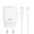 XO CE25 Fehér Hálózati Töltő szett PD25W 1*USB-C  + USB-C/USB-C kábellel