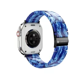   Forcell F-Design FA04 márványozott gyantacsatos óraszíj Apple Watch 38/40/41 mm készülékhez kék