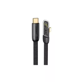   USAMS derékszögű USB-C–Lightning kábel PD 20W gyorstöltéssel Iceflake Series 1,2 m fekete SJ583USB01
