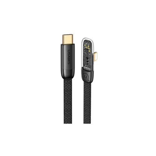 USAMS derékszögű USB-C–Lightning kábel PD 20W gyorstöltéssel Iceflake Series 1,2 m fekete SJ583USB01