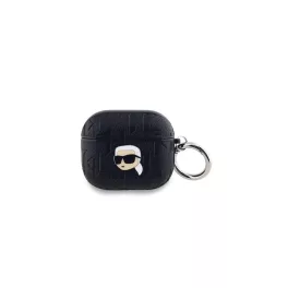   CG MOBILE KARL LAGERFELD PU EMBOSSED KARL HEAD szilikon tok (ütésállóság, karabíner) FEKETE Apple AirPods 3 (KLA3PGKIPK)