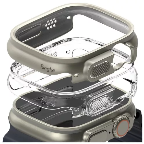 RINGKE SLIM 2-PACK tok APPLE WATCH ULTRA 1 / 2 / 3 (49 MM) készülékhez - átlátszó & titán szürke