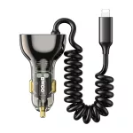 BWOO CC96L 30W PD autós töltő 1x USB-C port, 1x USB port Lightning-kábellel, szürke