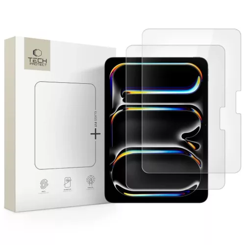TECH-PROTECT edzett üveg FIT+ 2 db iPad Air 13” (1/2, 2024–2025) és iPad Pro 13” (7/8, 2024–2025) készülékhez átlátszó